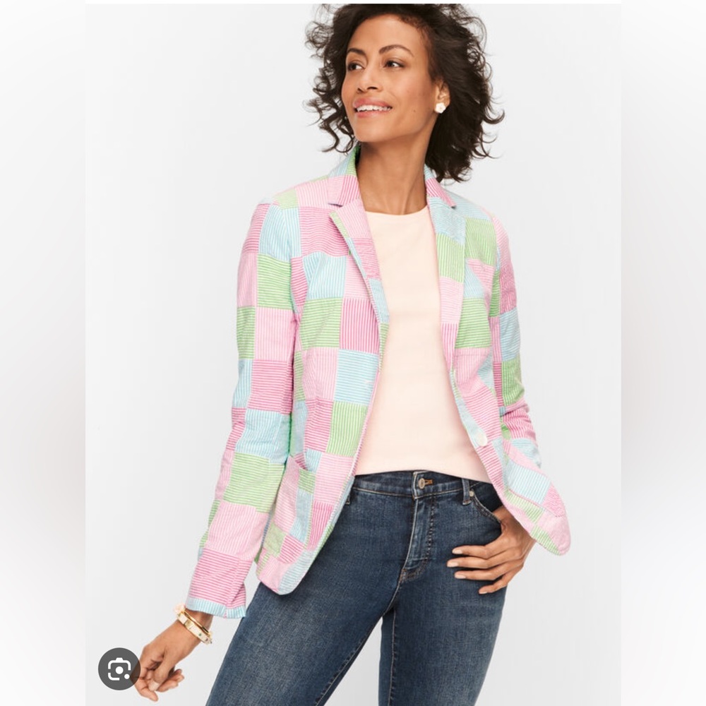 Talbots Pastel, Patchwork, Seersucker Blazer